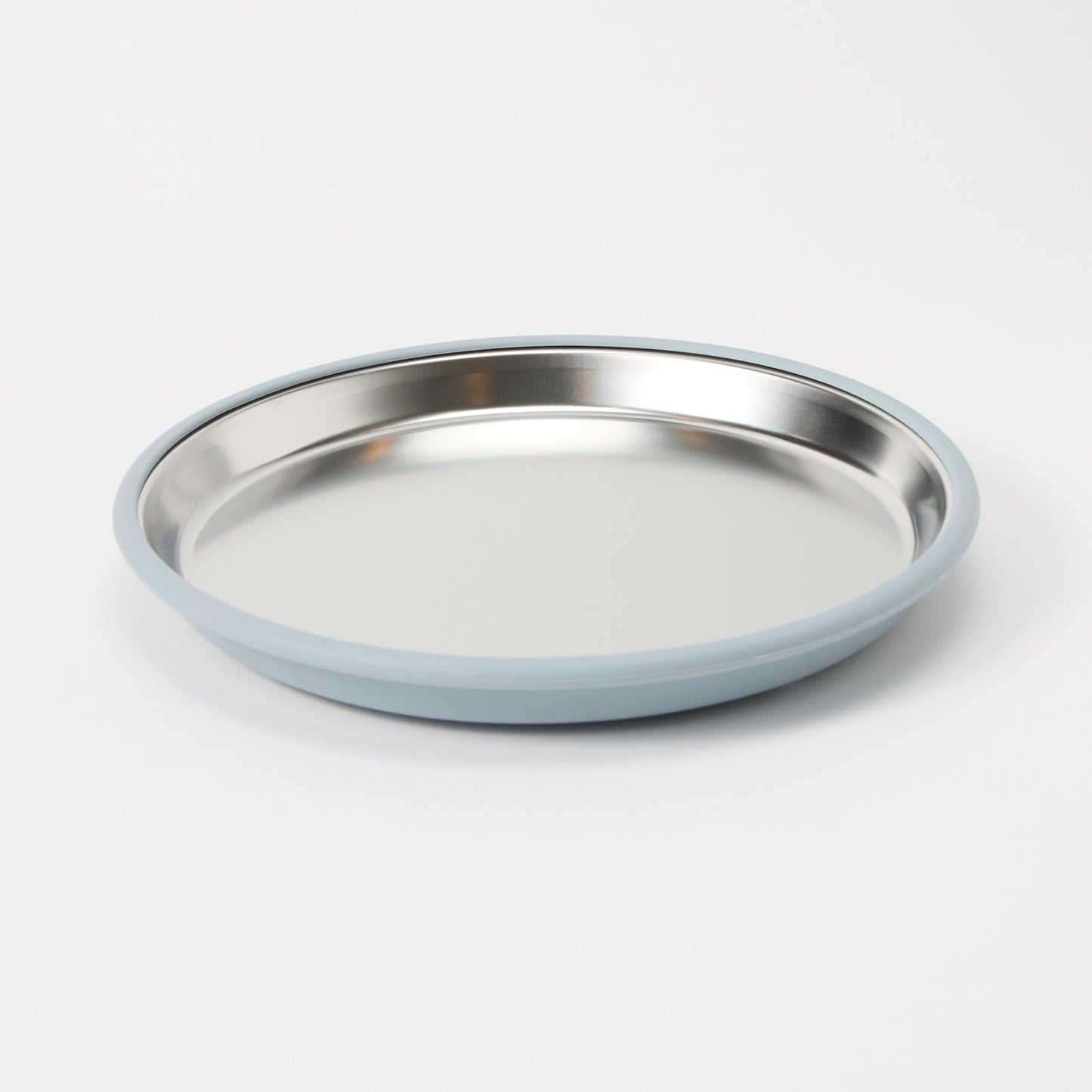 Nomzy stainless steel toddler plate with silicone suction base, non-divided in slate grey 