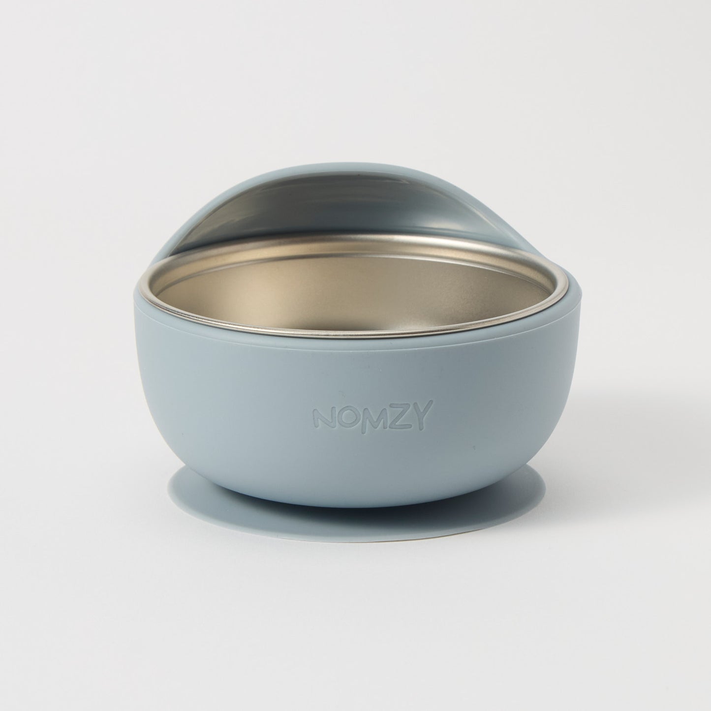 Slate Grey Stainless Steel Bowl with suction base, silicone removable sleeve