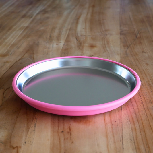 Stainless steel plates non-divided pink 