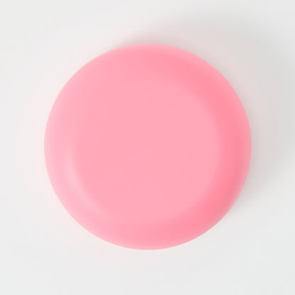 Stainless steel toddler bowl with removable food-grade silicone sleeve pink base