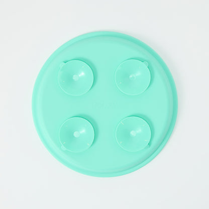 Three-section stainless steel toddler plate turquoise silicone suction sleeve base, food-grade, non-slip base