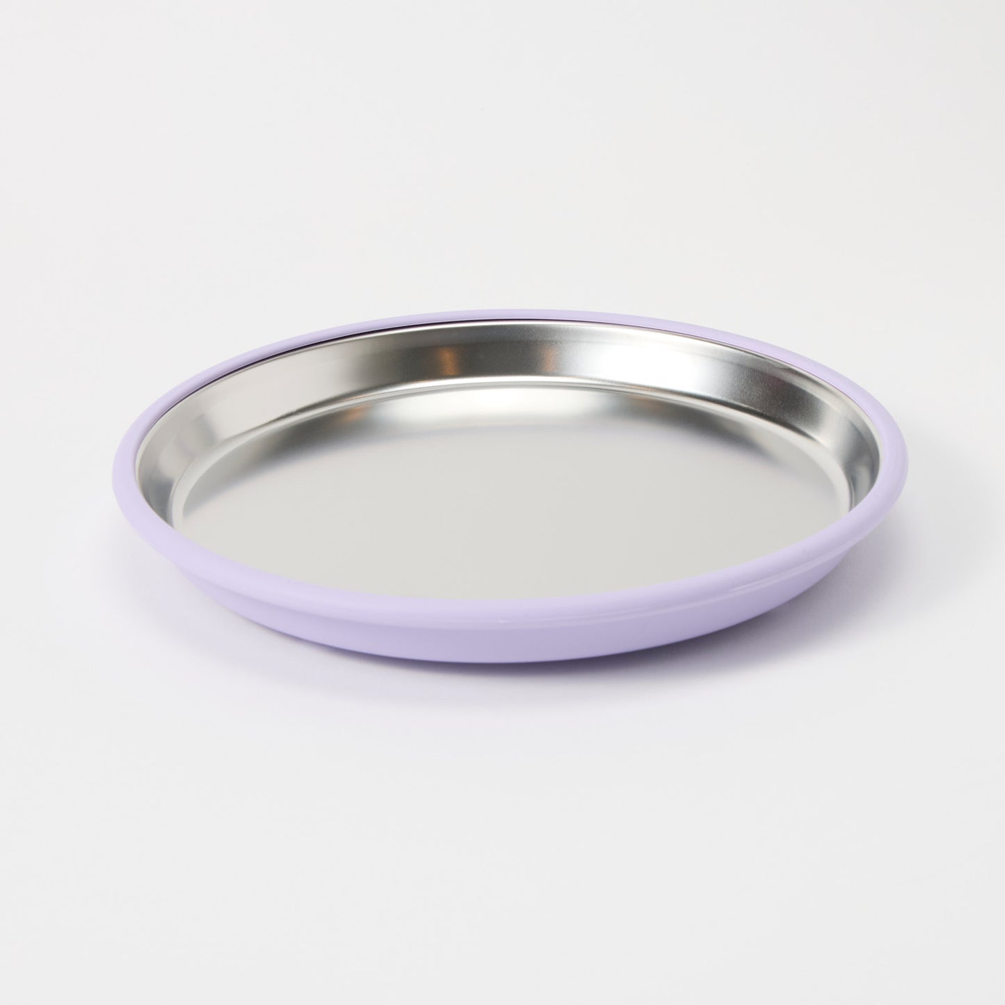 Nomzy stainless steel toddler plate with silicone suction base, non-divided in lilac 